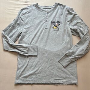Life Is Good Light Gray Long Sleeve Henley Shirt